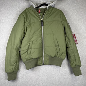 Alpha Industries Men's Size Small Army Green Defense Flight Bomber Jacket
